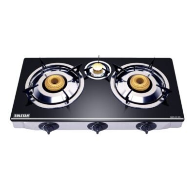SOLSTAR GBG-3CSS 3 Gas Burners Table Glass Top Cooker