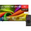 LG 75NU840B6LA Smart TV, 75-inch, 4K UHD, Nano, LED, with built-in receiver and Magic Remote - Black